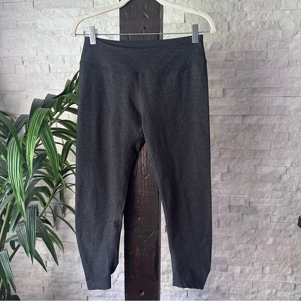 Beyond Yoga Heathered Grey Crop Ruched Cinched Leggings Size L